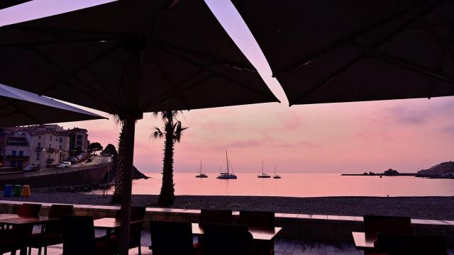 Terrasses Café Mer Méditerranée Lever Soleil